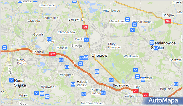 mapa Chorzów, Chorzów na mapie Targeo