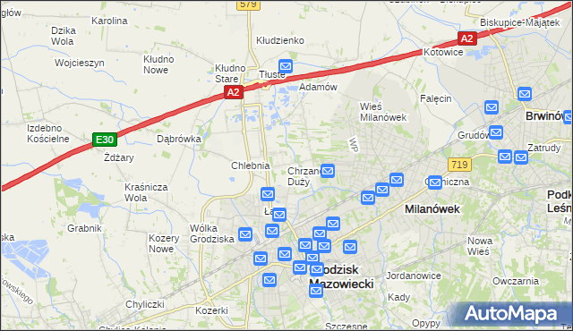 mapa Chrzanów Duży, Chrzanów Duży na mapie Targeo