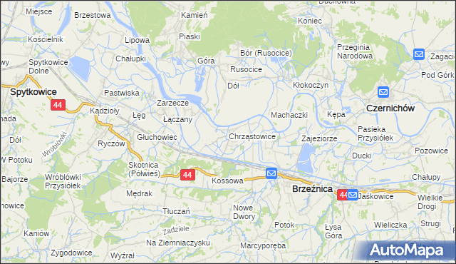 mapa Chrząstowice gmina Brzeźnica, Chrząstowice gmina Brzeźnica na mapie Targeo