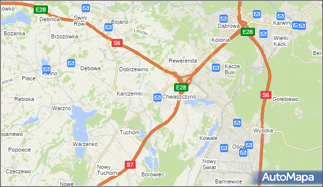 mapa Chwaszczyno, Chwaszczyno na mapie Targeo