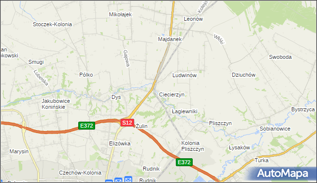 mapa Ciecierzyn gmina Niemce, Ciecierzyn gmina Niemce na mapie Targeo