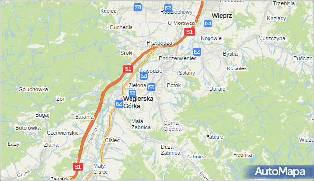 mapa Cięcina, Cięcina na mapie Targeo