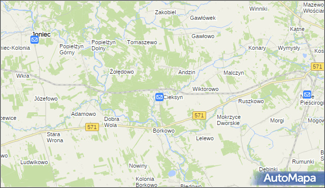 mapa Cieksyn, Cieksyn na mapie Targeo