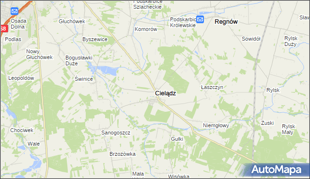 mapa Cielądz, Cielądz na mapie Targeo