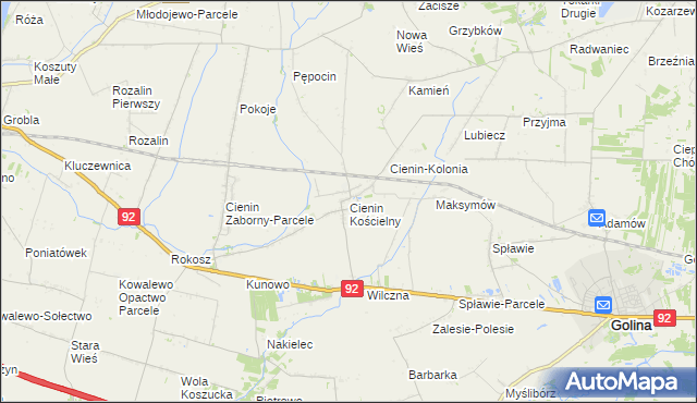 mapa Cienin Kościelny, Cienin Kościelny na mapie Targeo