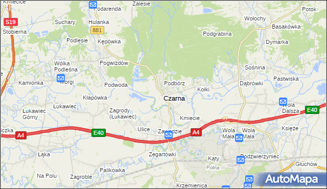 mapa Czarna powiat łańcucki, Czarna powiat łańcucki na mapie Targeo