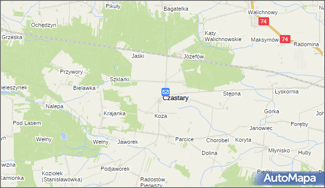 mapa Czastary, Czastary na mapie Targeo