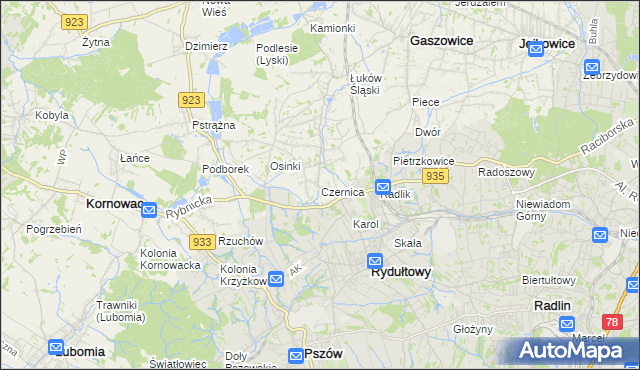 mapa Czernica gmina Gaszowice, Czernica gmina Gaszowice na mapie Targeo