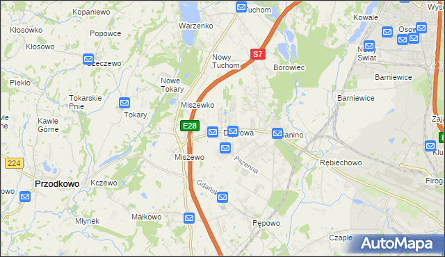 mapa Dąbrowa gmina Żukowo, Dąbrowa gmina Żukowo na mapie Targeo