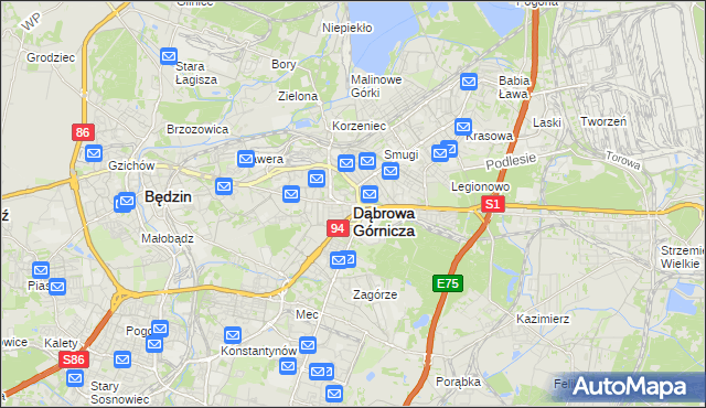 mapa Dąbrowa Górnicza, Dąbrowa Górnicza na mapie Targeo