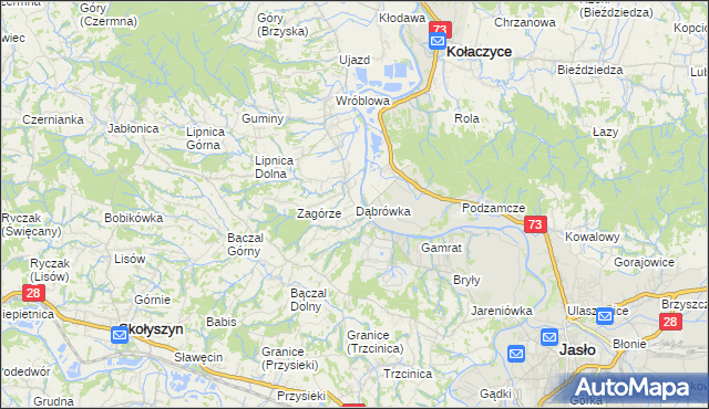 mapa Dąbrówka gmina Brzyska, Dąbrówka gmina Brzyska na mapie Targeo