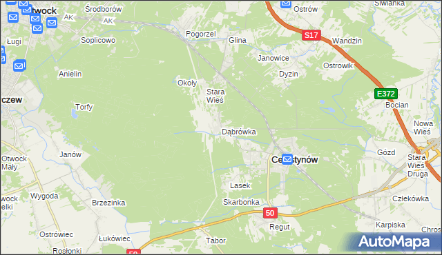 mapa Dąbrówka gmina Celestynów, Dąbrówka gmina Celestynów na mapie Targeo