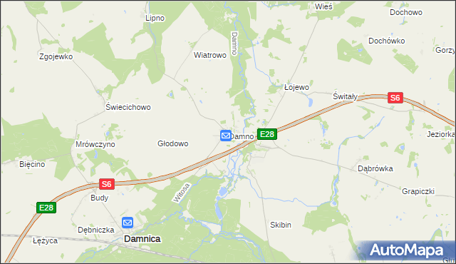 mapa Damno, Damno na mapie Targeo