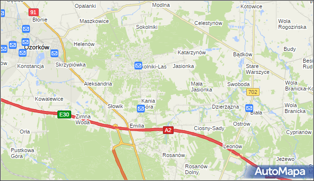 mapa Dębniak gmina Zgierz, Dębniak gmina Zgierz na mapie Targeo