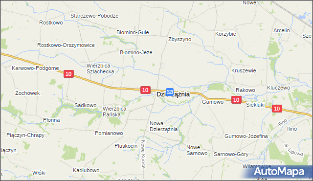 mapa Dzierzążnia, Dzierzążnia na mapie Targeo