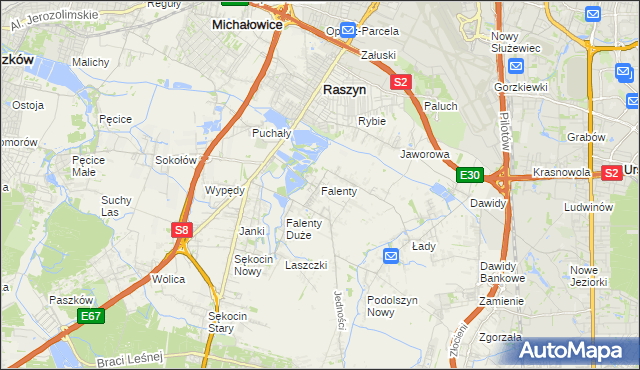 mapa Falenty, Falenty na mapie Targeo