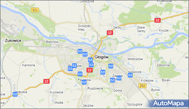 mapa Głogów, Głogów na mapie Targeo