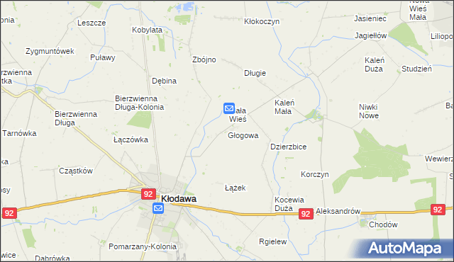 mapa Głogowa gmina Kłodawa, Głogowa gmina Kłodawa na mapie Targeo