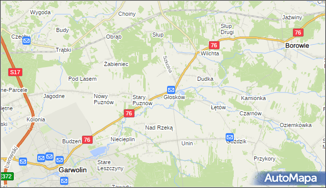 mapa Głosków gmina Borowie, Głosków gmina Borowie na mapie Targeo