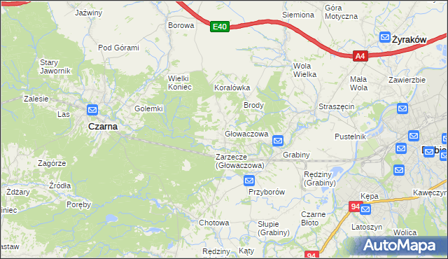 mapa Głowaczowa, Głowaczowa na mapie Targeo