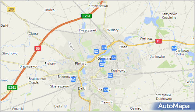 mapa Gniezna, Gniezno na mapie Targeo