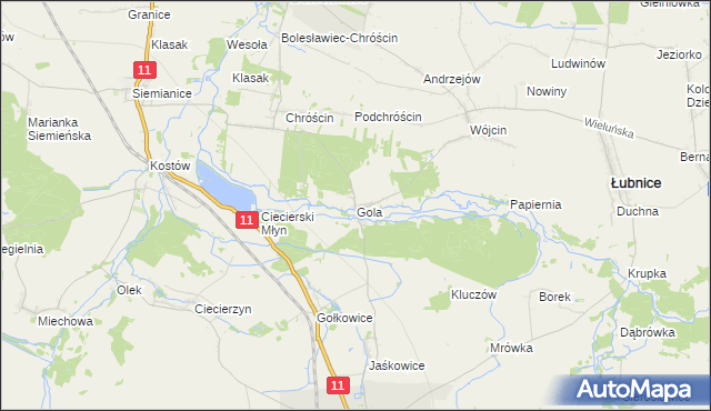 mapa Gola gmina Bolesławiec, Gola gmina Bolesławiec na mapie Targeo