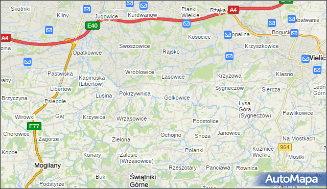 mapa Golkowice, Golkowice na mapie Targeo