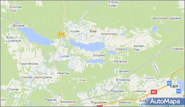 mapa Gorzewo gmina Gostynin, Gorzewo gmina Gostynin na mapie Targeo