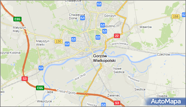 mapa Gorzów Wielkopolski, Gorzów Wielkopolski na mapie Targeo
