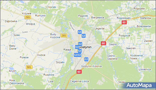 mapa Gostynin, Gostynin na mapie Targeo