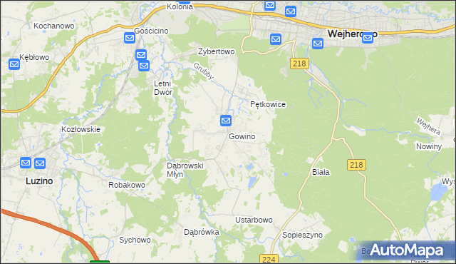 mapa Gowino, Gowino na mapie Targeo