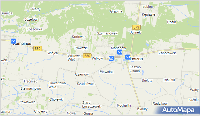 mapa Grądy gmina Leszno, Grądy gmina Leszno na mapie Targeo