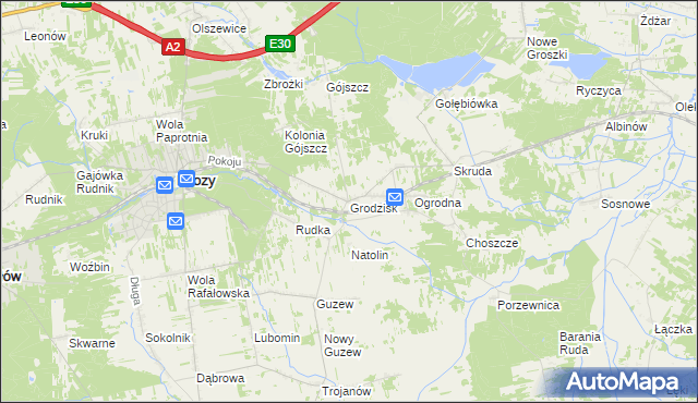 mapa Grodzisk gmina Mrozy, Grodzisk gmina Mrozy na mapie Targeo