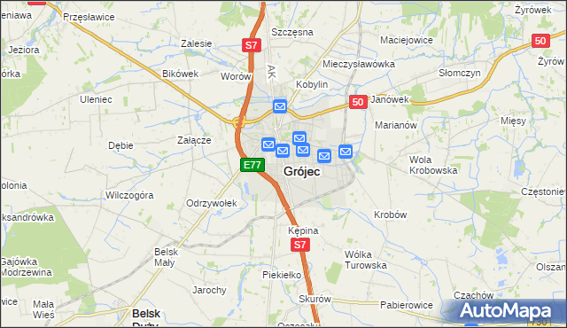 mapa Grójec, Grójec na mapie Targeo