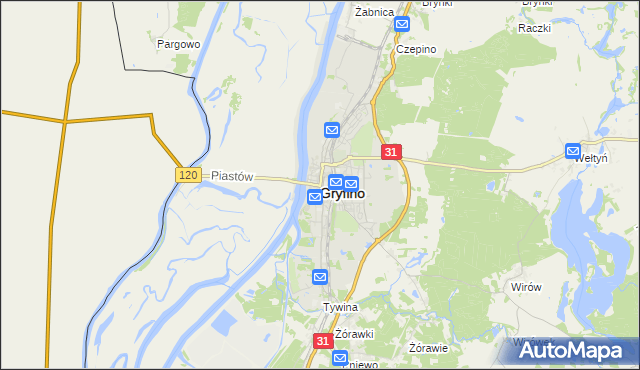 mapa Gryfino, Gryfino na mapie Targeo