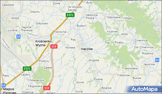 mapa Haczów, Haczów na mapie Targeo