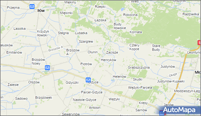 mapa Henryków gmina Iłów, Henryków gmina Iłów na mapie Targeo