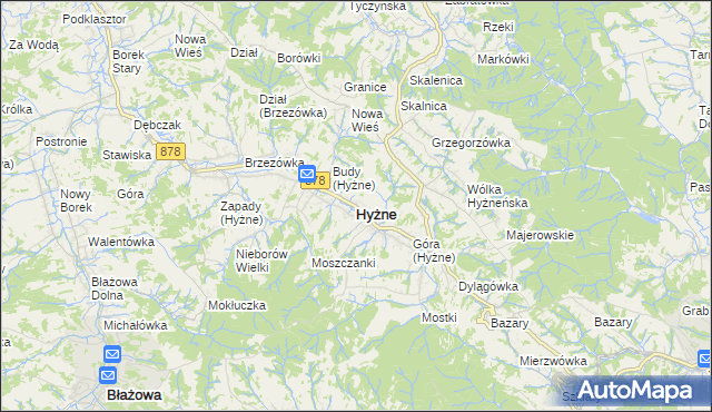 mapa Hyżne, Hyżne na mapie Targeo