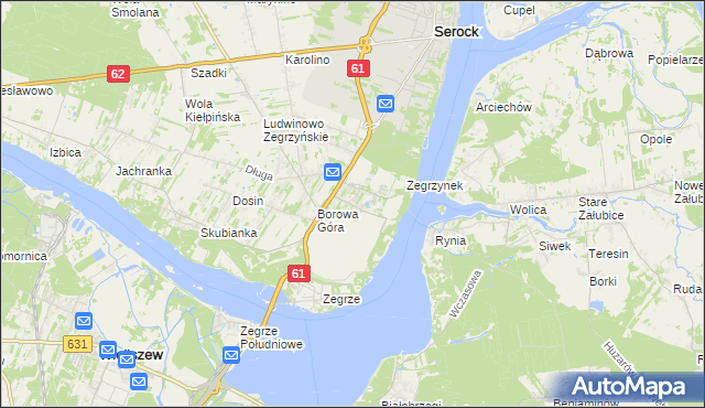 mapa Jadwisin gmina Serock, Jadwisin gmina Serock na mapie Targeo