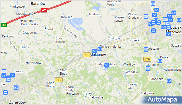 mapa Jaktorów, Jaktorów na mapie Targeo