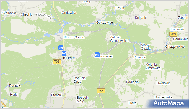 mapa Jaroszowiec, Jaroszowiec na mapie Targeo