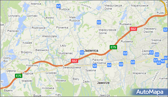 mapa Jasienica powiat bielski, Jasienica powiat bielski na mapie Targeo