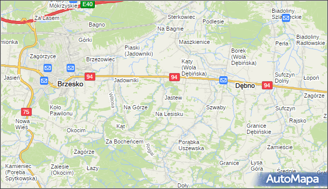 mapa Jastew, Jastew na mapie Targeo