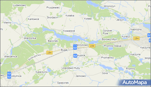 mapa Jerzykowo gmina Pobiedziska, Jerzykowo gmina Pobiedziska na mapie Targeo