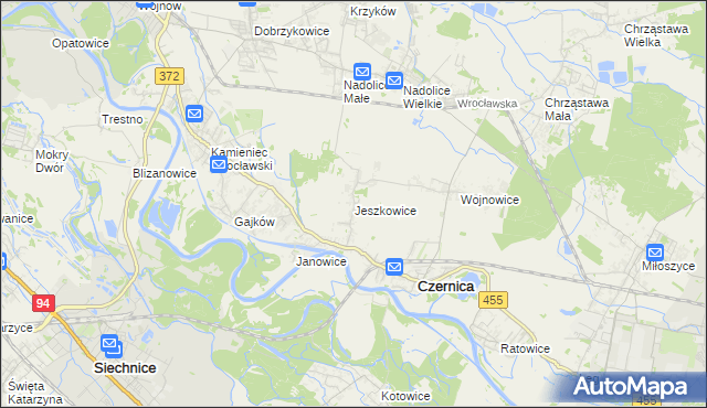 mapa Jeszkowice, Jeszkowice na mapie Targeo