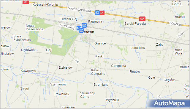 mapa Kaski gmina Baranów, Kaski gmina Baranów na mapie Targeo