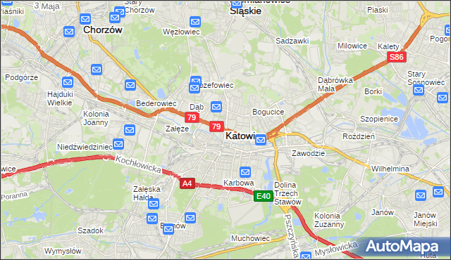 mapa Katowic, Katowice na mapie Targeo