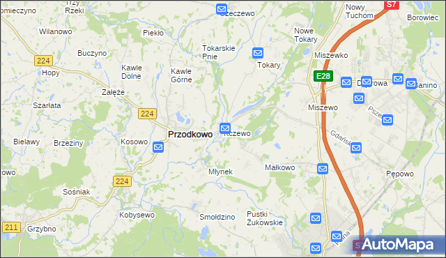 mapa Kczewo gmina Przodkowo, Kczewo gmina Przodkowo na mapie Targeo