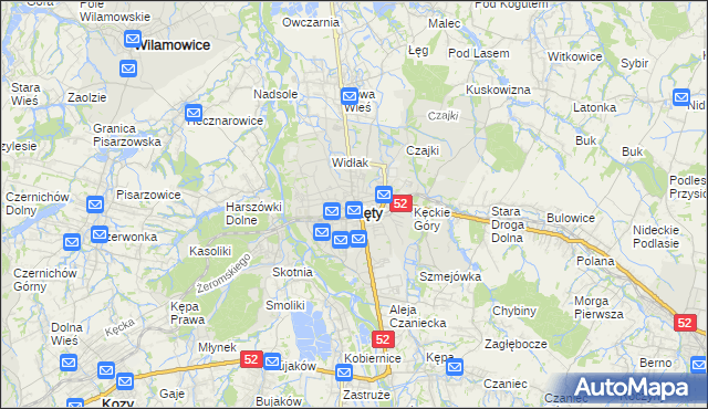 mapa Kęty, Kęty na mapie Targeo