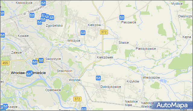 mapa Kiełczówek, Kiełczówek na mapie Targeo